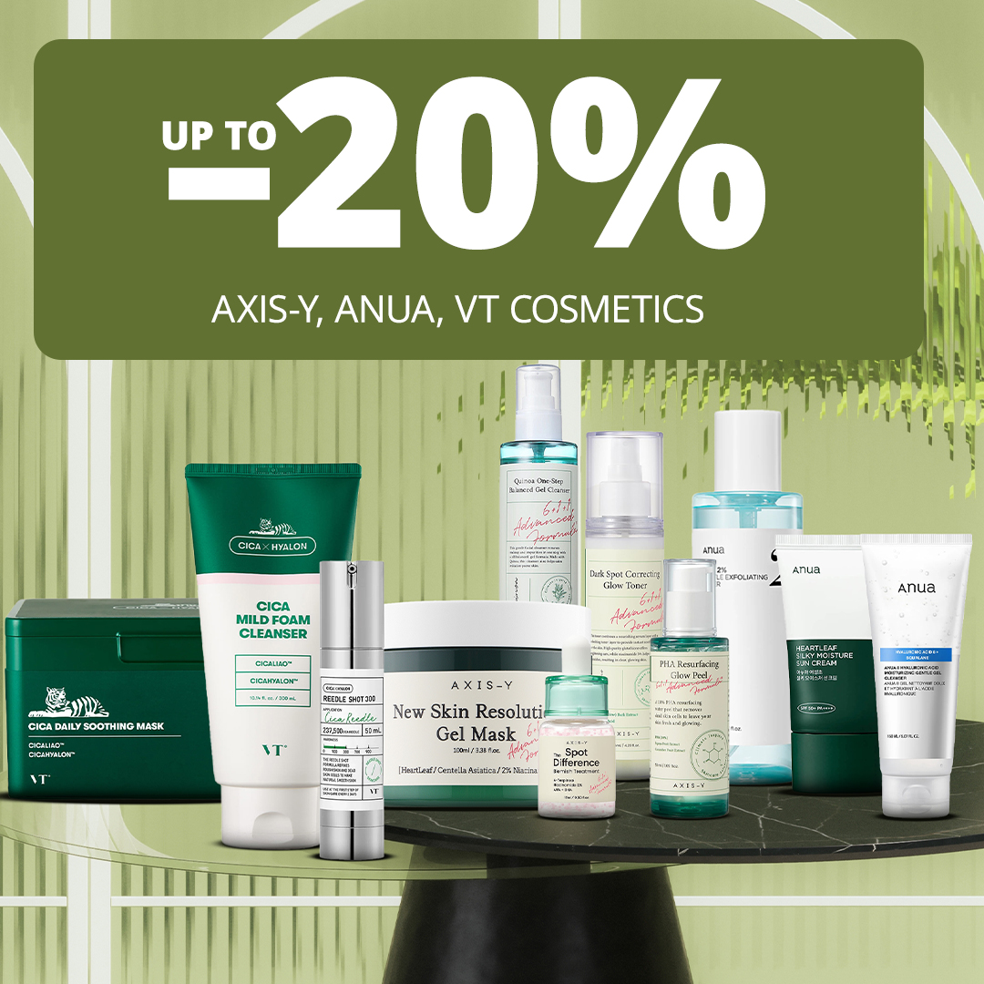 Zniżki do -20% na marki ANUA, AXIS-Y i VT COSMETICS